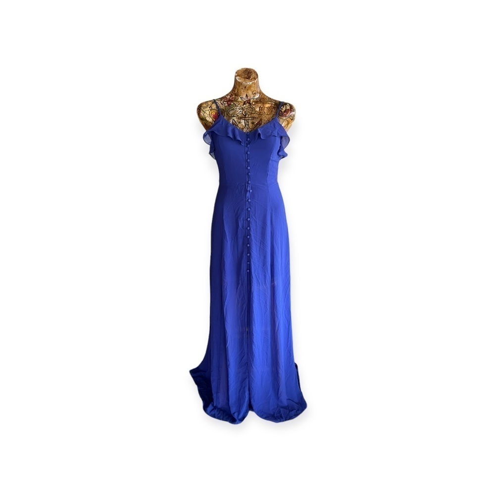 She + Sky maxi long dress blue sleeveless silk blend new